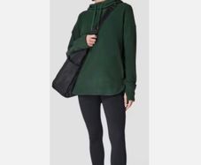 Sweaty Betty Green Escape Luxe Fleece Crew Neck Hoodie