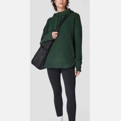 Sweaty Betty Green Escape Luxe Fleece Crew Neck Hoodie