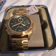 Fossil Privateer Sport Gold Green Chronograph BQM7123 Men's Watch