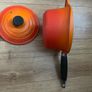 Le Creuset Cast Iron Saucepan with Wooden Handle Lovely genuine signature Volcanic colour size 18 Image 5