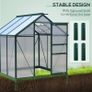 Clear Polycarbonate Greenhouse Large Walk-In Green House Galvanized Base Aluminium Frame w/ Slide Door (6 x 6ft) Image 5