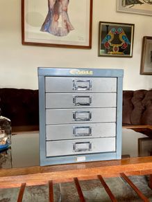 Stack Set of Eagle Midcentury Filing Drawers with Chrome Pull Handles Label Holders 1960s