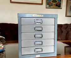 Stack Set of Eagle Midcentury Filing Drawers with Chrome Pull Handles Label Holders 1960s