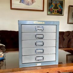 Stack Set of Eagle Midcentury Filing Drawers with Chrome Pull Handles Label Holders 1960s
