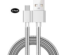 2 x USB-C Fast Charging QC 3.0/2.0 (1.0 M) & Data Sync Steel Braided Cable (Brand New/Warranty)