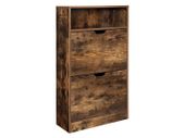 Shoe cabinet with 2 flaps, shoe rack with additional compartment, shoe storage, shoe organizer, melamine coating, 60 x 24 x 102 cm, vintage brown