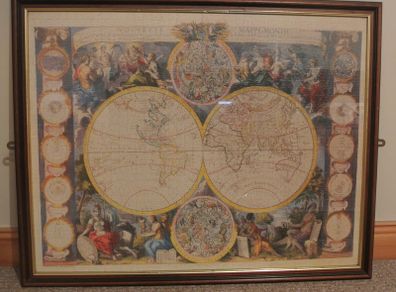 Beautiful Framed Personally Constructed Jigsaw Map Of The World