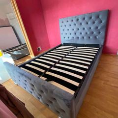 Brand New Stylish Grey Gaslift Storage Beds On Sale. 4ft, 4ft6 5ft And 6ft Sizes Available