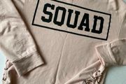 Women's Long Sleeve Top SQUAD lace up at the side