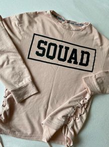 Women's Long Sleeve Top SQUAD lace up at the side