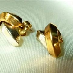 Vintage Hallmarked 9ct White/Yellow Gold Earrings