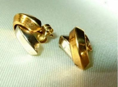 Vintage Hallmarked 9ct White/Yellow Gold Earrings