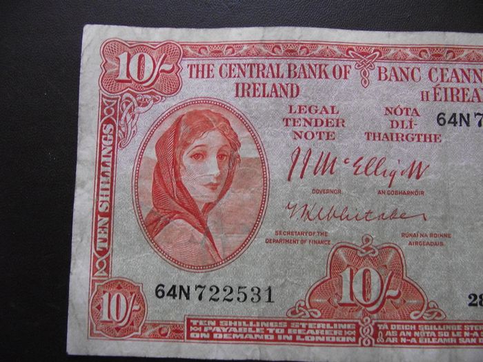 The Central Bank of Ireland. Lady Lavery 10 shillings (1957) #2