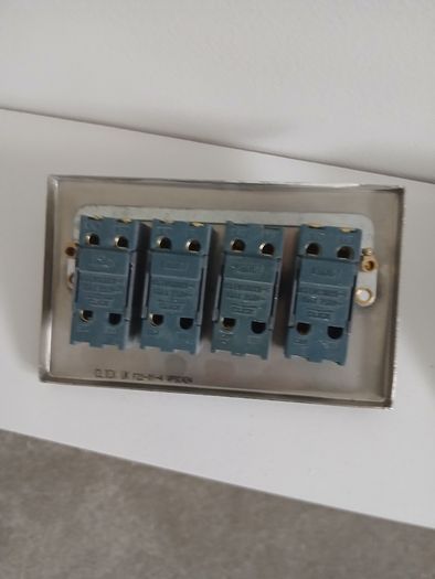 Brushed steel toggle light switches - 3 and 4 gang