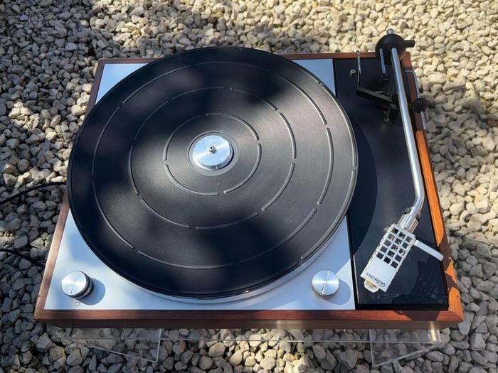 Absolutely immaculate factory condition Thorens Td 150 Mark II. With original side cut dust cover in incredible condition after 55 years. Hand-built in Switzerland and Germany and one of the most famous and highly-regarded turntables ever made.