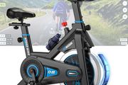 Exercise Bike, Professional Spin Bike with Super Quiet Magnetic Resistance, Indoor Cycling Bike with Shock Absorption, Comfortable Seat for Home Gym 350LBs Capacity (bule with APP