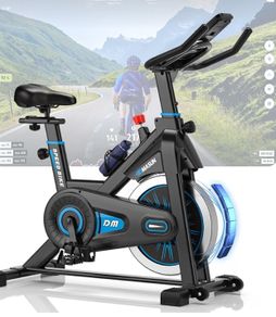 Exercise Bike, Professional Spin Bike with Super Quiet Magnetic Resistance, Indoor Cycling Bike with Shock Absorption, Comfortable Seat for Home Gym 350LBs Capacity (bule with APP