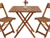 Table and 2 chairs Garden Furniture Set Garden Furniture Set Acacia  & Metal Table 2 Chairs 3 Pieces
