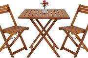 Table and 2 chairs Garden Furniture Set Garden Furniture Set Acacia  &amp; Metal Table 2 Chairs 3 Pieces