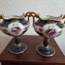 Beautiful Antique Handpainted Gilded Porcelain Noritake Vases Pair Image 3