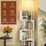 5-Tier Floor Lamp with Shelves & Remote, Dimmable S-Shaped Bookshelf with 3 Color Temperature, 1-Hour Timer, Tall Corner Standing Lamp for Living Room, Bedroom, Office White Image 5