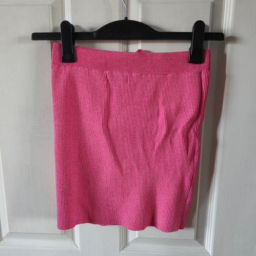 Pink Mini Skirt With Straps At Waist, BERSHKA, size M