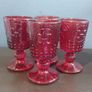 Fabulous Vintage Retro Set of Four Matching Small Universal Footed Red Glasses with a Fleur de Lis Relief Pattern - Perfect for Halloween Image 7