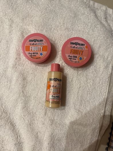 1 Soap & Glory Body Butter. 1 x Soap & Glory Body Scrub. 1 x Soap & Glory Body Wash