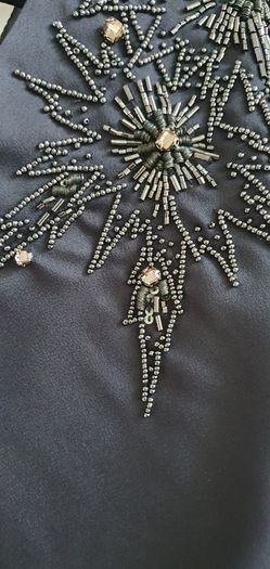 Adrianna Papell navy embellished rushed dress Sz 12UK - Rrp 125 (New)