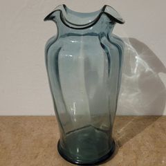 Vintage hand waved blue glass vase