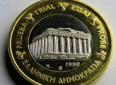 Greece Euro Probe Essai - Athens Acropolis | 1998 euro Piedfort Specimen trial pattern coin limited edition