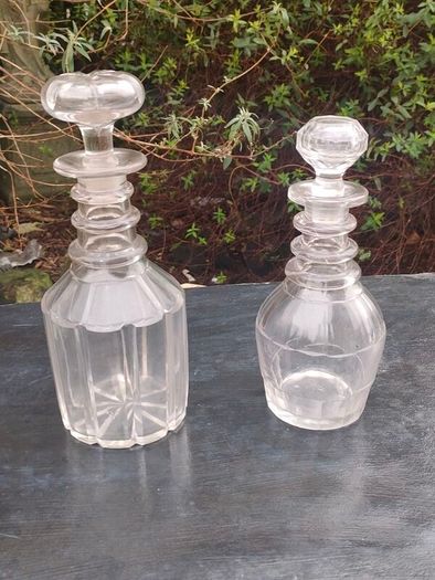 A Pair Georgian lead glass hand blown decanters