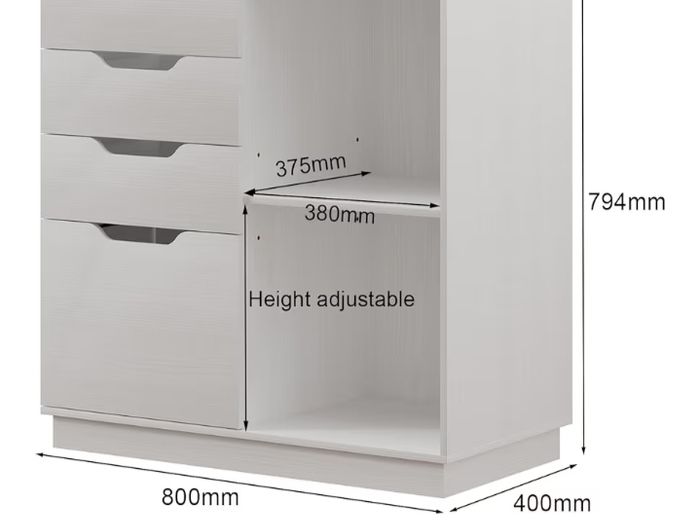 4 Drawer Wood Lateral File Cabinet, A4 Letter Size Suspension File Hanging Folder Filing Cabinet, Printer Stand with Open Storage Shelf for Office and Home,White