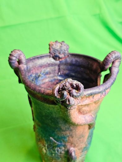 Michael Kennedy Sligo Studio Pottery Vase , Irish Ceramic Art, Ram Horn Handles