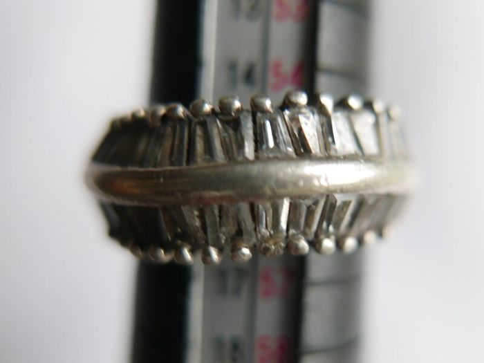 Vintage Cubic Zirconia Sterling Silver 925 Fancy Large Cluster Ring size:O 6,78g