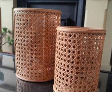 Rattan Hurricanes. candle holders.