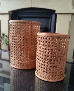 Rattan Hurricanes. candle holders.