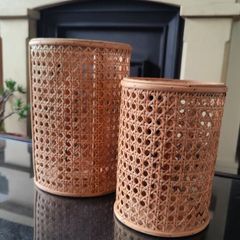 Rattan Hurricanes. candle holders.