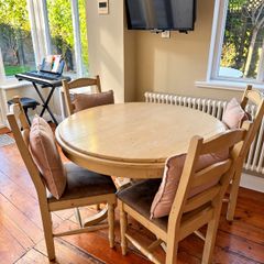 Round Wooden Dining Table & 4 Chairs