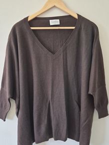 Fab Chocolate Brown Cashmere Jumper Sz Xl J1