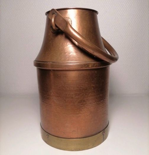 Vintage copper and brass milk churn