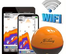 Smart WIFI Sonar Fish Finder, 80M Wireless Distance Range, 60M Depth Range, Sonar Frequency 125Khz/330Khz Fishing Sounder, Wireless Echo Sounder Detect Finder Fishing for Lake Sea Fishing Support OS& Android
