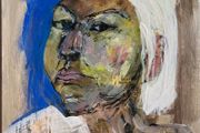 Original Contemporary painting Irish Art Portrait of woman white hair in abstract art Gift