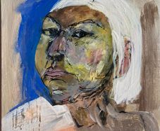 Original Contemporary painting Irish Art Portrait of woman white hair in abstract art Gift