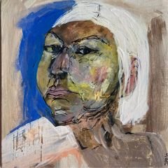 Original Contemporary painting Irish Art Portrait of woman white hair in abstract art Gift
