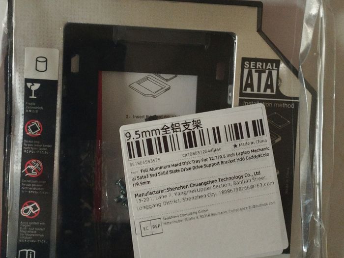 Caddy for Hard Drive or SDD. Replace DVD Drive in Laptop or PC