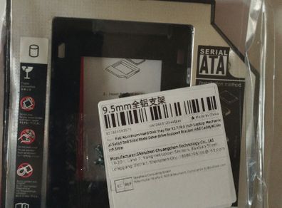 Caddy for Hard Drive or SDD. Replace DVD Drive in Laptop or PC