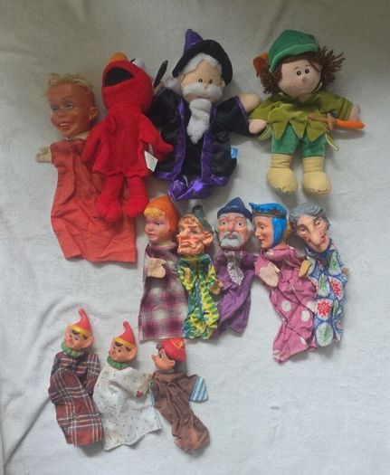 Collection of vintage hand puppets - various characters