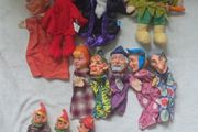 Collection of vintage hand puppets - various characters