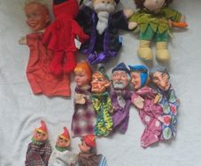 Collection of vintage hand puppets - various characters
